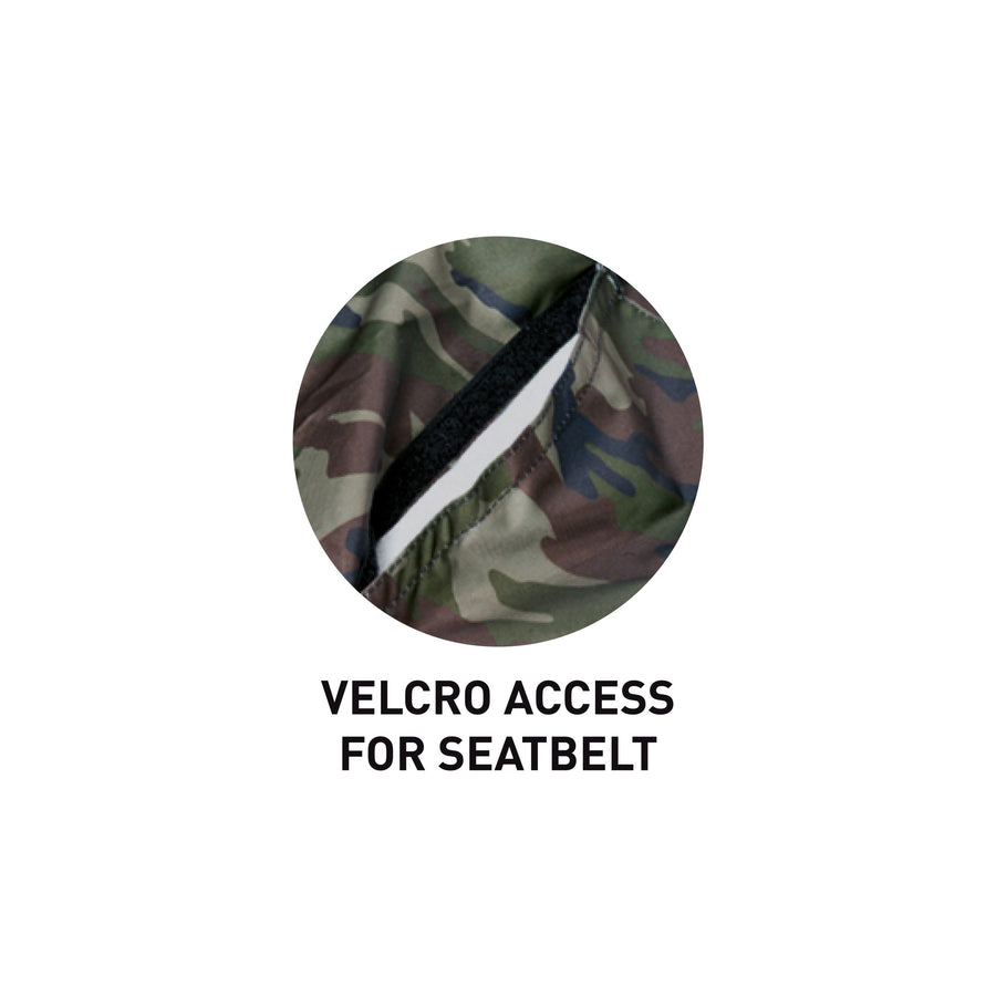 Surflogic Camo Waterproof Double Seat Car Seat Cover with Seatbelt Shoulder Stap Cut Outs for Use in Vans, Trucks, Utes