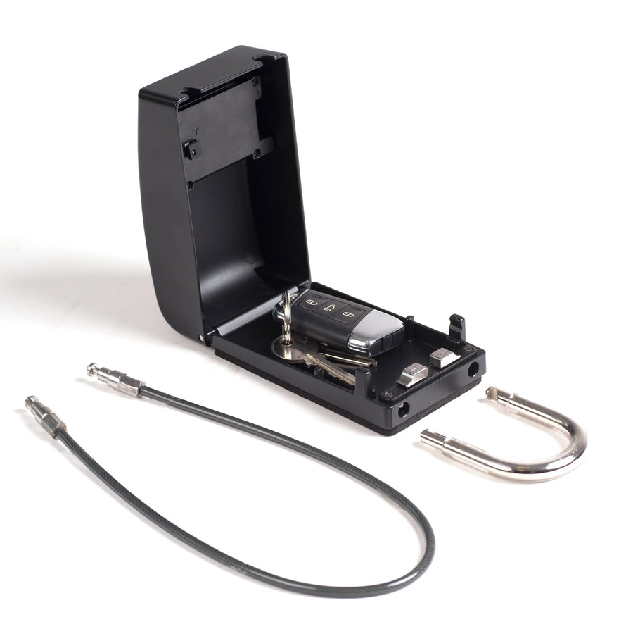 Surflogic Double System Key Vault Lock Box for Car Key Security Main Image Showing two Locking Options of Shackel and Cable Wire Connections