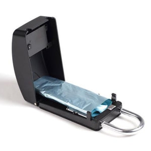 Aluminium Bag For Smart Car FOB Keyless Entry Car Key Storage Security Shown Wrapped Around Car Key and in Surflogic Key Vault Lock Box