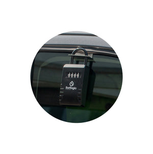 Surflogic Pro System Key Vault Car Key Security Lock Box Secured on Car Window With Surfloic Window Lock Box Accessory