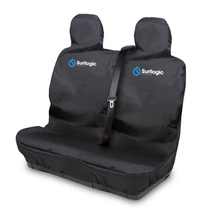 Surflogic Black Waterproof Double Seat Car Seat Cover with Seat Belt Shoulder Stap Cut Outs for Use in Vans, Trucks, Utes